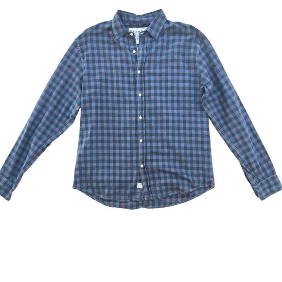 Frank & Eileen Paul Men’s Button Down Shirt M Italian Cotton Navy Plaid Ret $228 - Picture 3 of 10